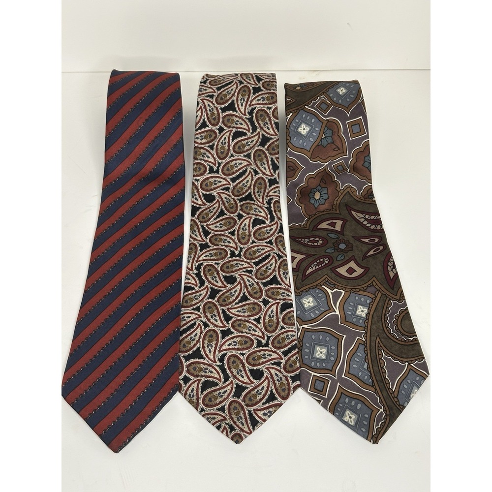 Guy LaRoche,‎ Men's Vintage Silk Neckties, Lot Of 3, Multicolor/Pattern